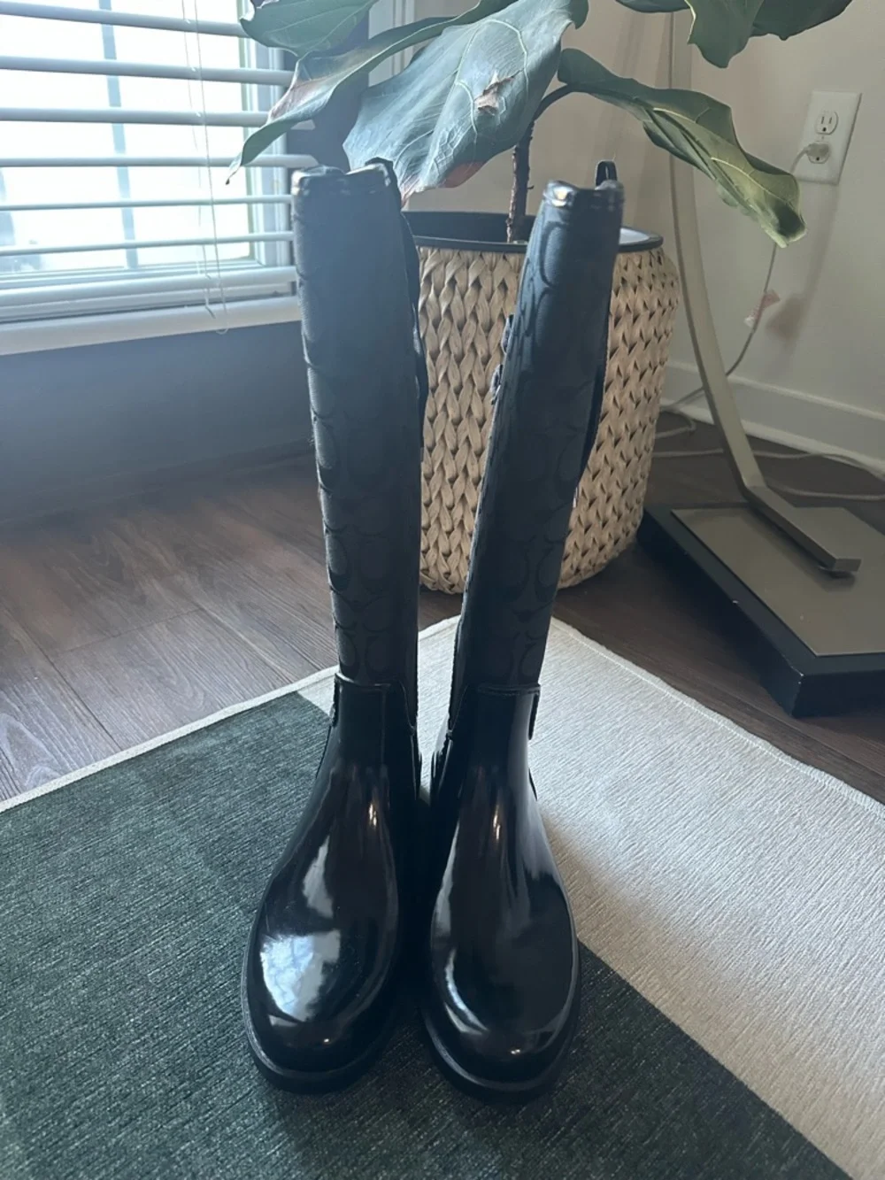 Coach Tristee Black/Grey Signature Tall Rain Boot - Picture 3 of 12